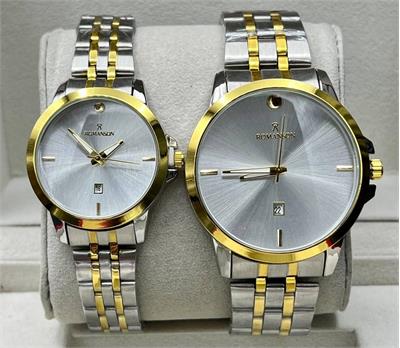 ست ساعت رومانسون بنددورنگ طلایی صفحه سفید - کد 339