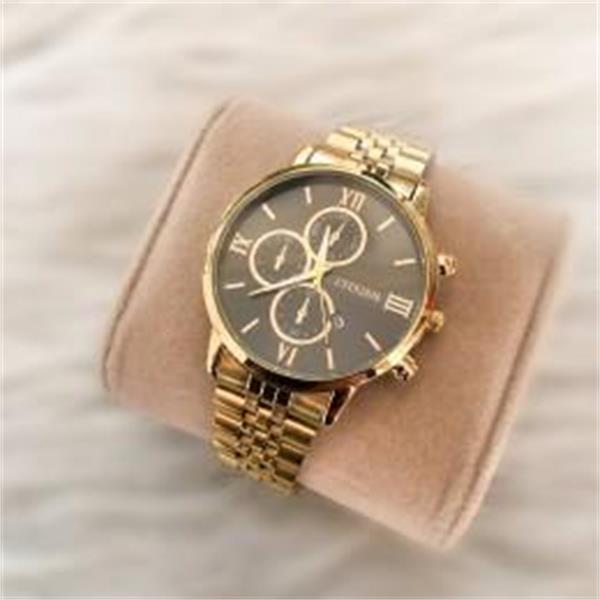 ساعت سیتیزن بند استیل طلایی صفحه مشکی مردانه - کد 319