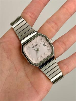 ساعت سیکو مردانه بند استیل نقره ای صفحه صورتی - کد 372