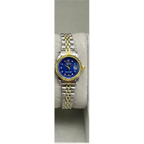 ساعت رولکس بند استیل 2 رنگ طلایی صفحه آبی زنانه - کد 133