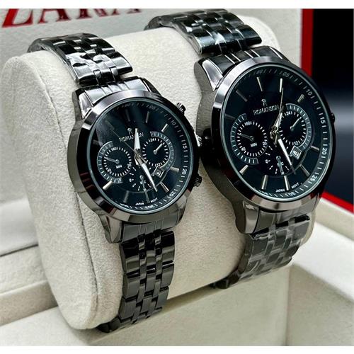 ساعت ست رومانسون مدل کوکو جدید بند مشکی صفحه مشکی1- کد363