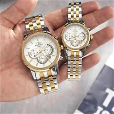 ست ساعت الگانس بند استیل طلایی صفحه سفید - کد 237