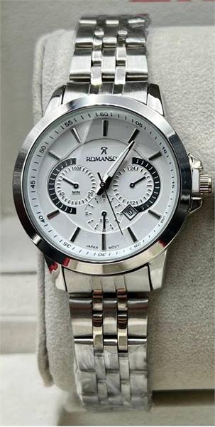 ساعت زنانه رومانسون مدل کوکو جدید بند نقره ای صفحه سفید - کد362