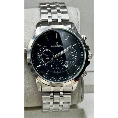 ساعت مردانه رومانسون مدل کوکو جدید بندنقره ای صفحه مشکی - کد358