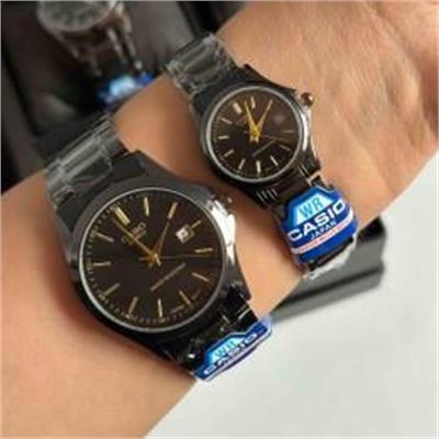 ست ساعت کاسیو بند استیل مشکی صفحه مشکی - کد 179