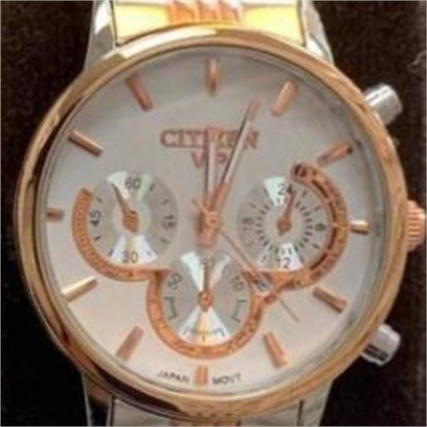 ساعت سیتیزن بند استیل 2 رنگ رزگلد صفحه سفید زنانه- کد 260