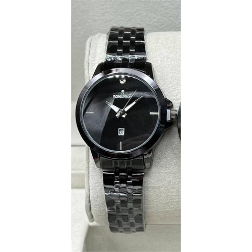 ساعت زنانه رومانسون بند مشکی صفحه مشکی - کد 350