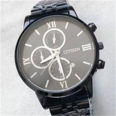 ساعت سیتیزن بند استیل مشکی صفحه مشکی مردانه - کد 334