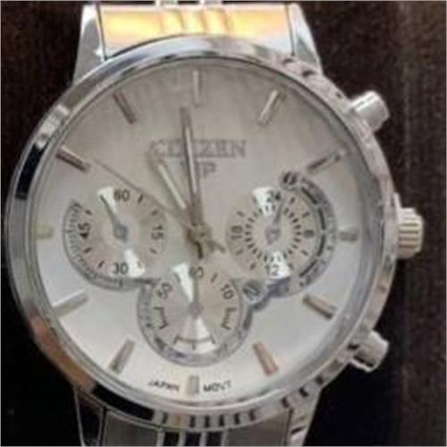 ست ساعت سیتیزن بند استیل نقره ای صفحه سفید زنانه- کد 272