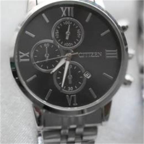 ساعت سیتیزن بند استیل نقره ای صفحه مشکی مردانه - کد 328