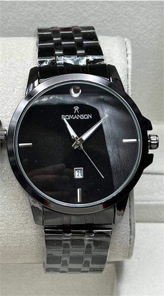 ساعت مردانه رومانسون بند مشکی صفحه مشکی - کد 349
