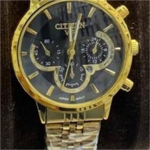 ساعت سیتیزن بند استیل طلایی صفحه مشکی زنانه - کد 263