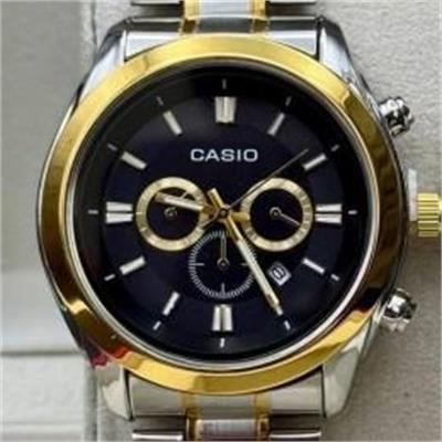 ساعت کاسیو بند استیل 2 رنگ طلایی صفحه مشکی مردانه - کد 183