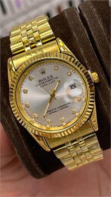 ساعت رولکس بند استیل طلایی صفحه سفید مردانه - کد 120