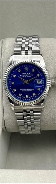 ساعت رولکس بند استیل نقره ای صفحه آبی مردانه - کد 138