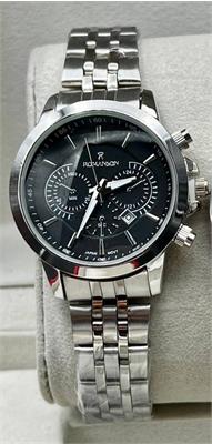 ساعت زنانه رومانسون بندنقره ای صفحه مشکی - کد 359