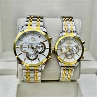 ست ساعت الگانس بند 2 رنگ طلایی صفحه سفید - کد 231