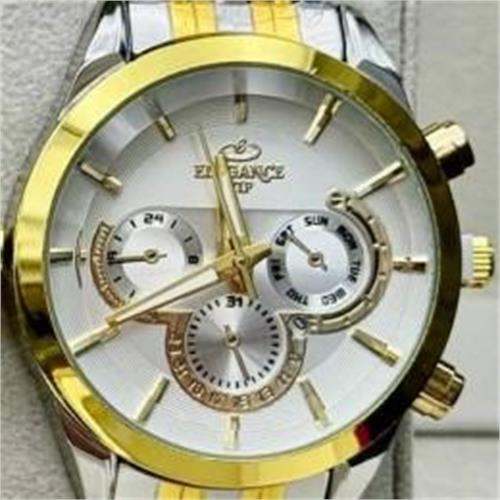 ساعت الگانس بند استیل 2 رنگ طلایی صفحه سفید زنانه - کد 233