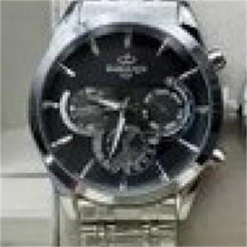 ساعت الگانس بند استیل نقره ای صفحه مشکی مردانه - کد 241