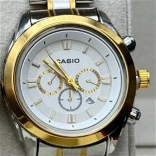 ساعت کاسیو بند استیل 2 رنگ طلایی صفحه سفید زنانه - کد 187