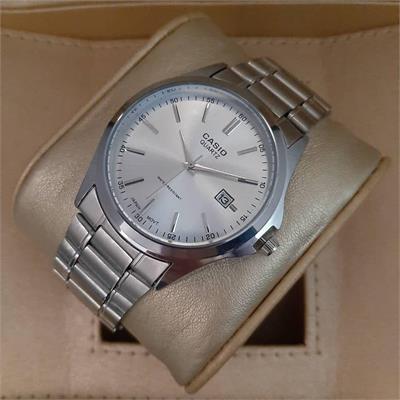 ساعت کاسیو بند استیل نقره ای صفحه سفید مردانه - کد 177