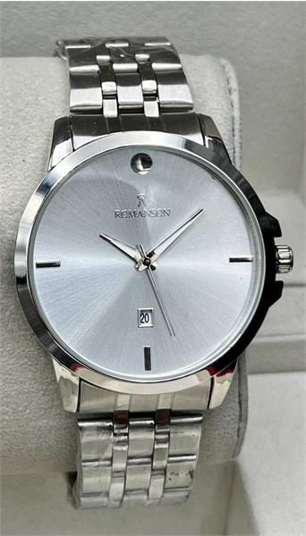 ساعت مردانه رومانسون بندنقره ای صفحه سفید - کد346