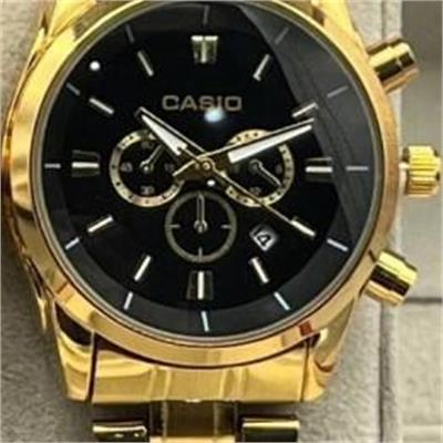 ساعت کاسیو بند استیل طلایی صفحه مشکی زنانه - کد 190