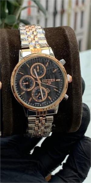 ساعت سیتیزن زنانه بنددورنگ رزگلد صفحه مشکی - کد284