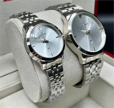 ساعت ست رومانسون بندنقره ای صفحه سفید - کد 345