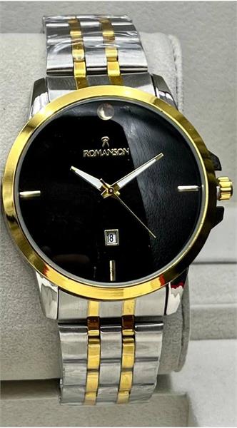 ساعت مردانه بنداستیل دو رنگ صفحه مشکی - کد 337