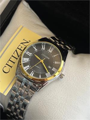 ساعت سیتیزن بنداستیل زنانه دو رنگ صفحه مشکی - کد 753