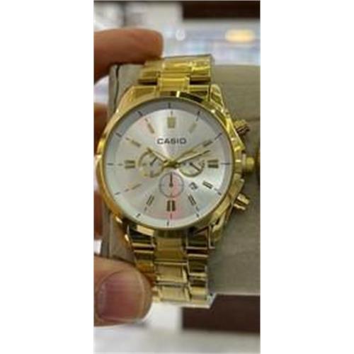 ساعت کاسیو بند استیل طلایی صفحه سفید مردانه - کد 192