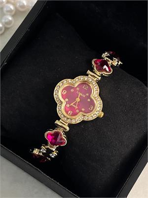 ساعت زنانه بنداستیل ونکلیف سرخابی - کد 637