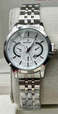 ساعت رومانسون بند استیل نقره ای صفحه سفید زنانه - کد 362