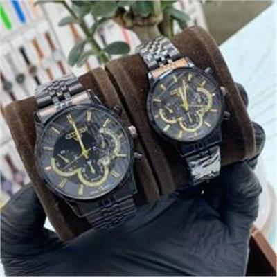 ست ساعت سیتیزن بند استیل مشکی صفحه مشکی - کد 273
