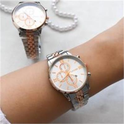 ساعت سیتیزن بند استیل 2 رنگ رزگلد صفحه سفید زنانه - کد  317