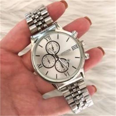 ساعت سیتیزن بند استیل نقره ای صفحه سفید مردانه - کد 331