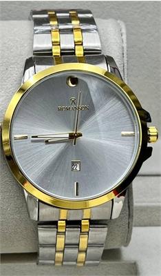 ساعت مردانه رومانسون بنددورنگ طلایی صفحه سفید- کد 340