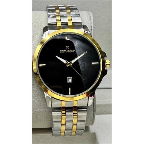 ساعت مردانه بنداستیل دو رنگ صفحه مشکی - کد 337