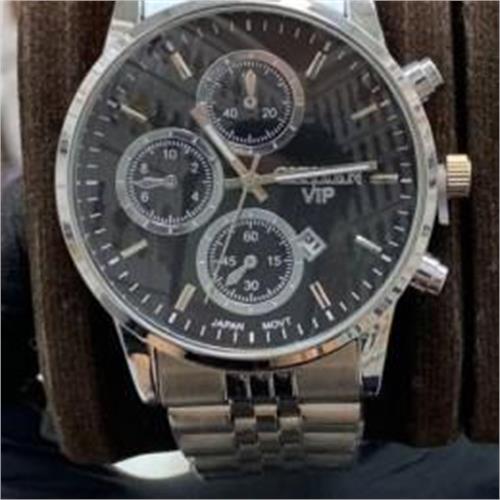 ساعت سیتیزن بندنقره ای صفحه مشکی مردانه - کد 295