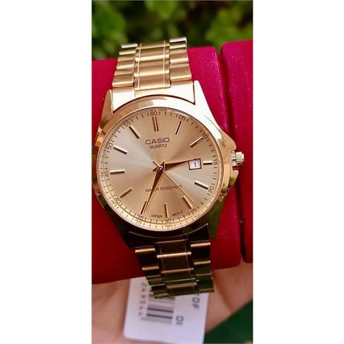 ساعت کاسیو بند استیل طلایی صفحه طلایی مردانه - کد 168