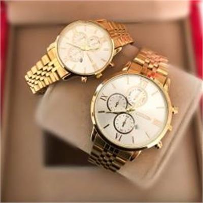 ست ساعت سیتیزن بند استیل طلایی صفحه سفید - کد 321