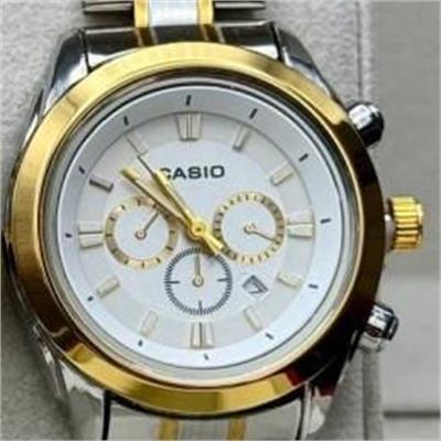 ساعت کاسیو بند استیل 2 رنگ طلایی صفحه سفید زنانه - کد 187