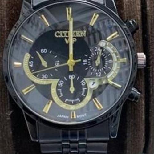 ساعت سیتیزن بند استیل مشکی صفحه مشکی مردانه - کد 274