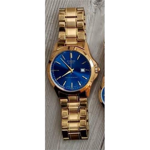 ساعت کاسیو بند استیل طلایی صفحه آبی مردانه - کد 171