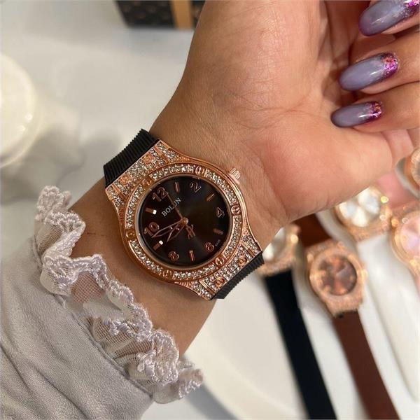 ساعت بولون بند پیو مشکی صفحه مشکی زنانه - کد 385