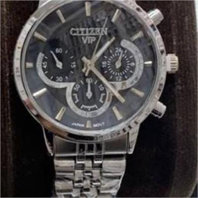 ساعت سیتیزن بند استیل نقره ای صفحه مشکی زنانه - کد 269