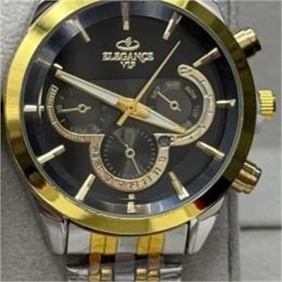 ساعت الگانس بند استیل 2 رنگ طلایی صفحه مشکی زنانه - کد 230