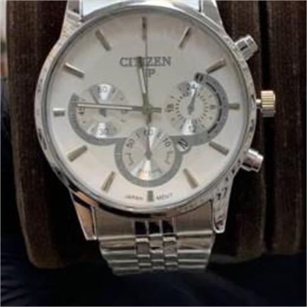 ست ساعت سیتیزن بند استیل نقره ای صفحه سفید مردانه - کد 271