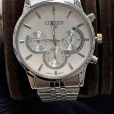 ساعت سیتیزن بند استیل نقره ای صفحه سفید مردانه - کد 271